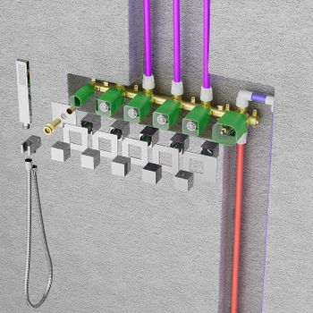 Душевая система Timo Petruma SX-5329/03SM с термостатом Черная — фото 2, Встраиваемые душевые комплекты