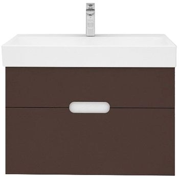 Тумба под раковину Creto Malibu 80 7-1078C подвесная Chocolate — фото 1, Тумбы под раковину