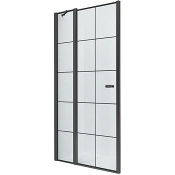 Душевая дверь New Trendy New Soleo Black 90 L D-0279A профиль Черный стекло прозрачное — фото 1, Распашные душевые двери