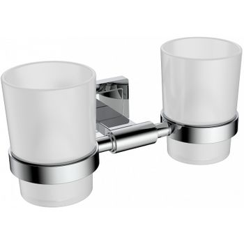 Стакан для зубных щеток CeramaLux Gamma 12303 двойной Хром — фото 1, Стаканы для зубных щеток