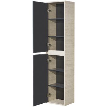 Шкаф пенал Aquaton Лофт Урбан 37 1A248103LQX60 подвесной Серый графит Дуб орегон — фото 2, Пеналы для ванной комнаты