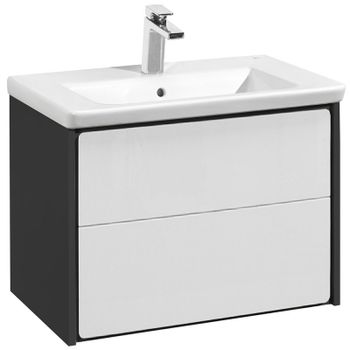 Тумба под раковину Roca Ronda 80 ZRU9302965 подвесная Белый глянец Антрацит — фото 1, Тумбы под раковину