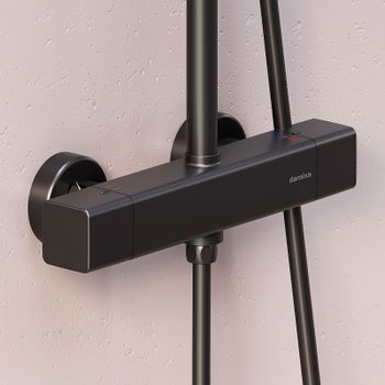 Душевая система Damixa Gala 953800300 с термостатом Черная матовая — фото 4, Душевые стойки