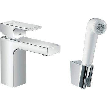 Смеситель для раковины Hansgrohe Vernis Shape 71216000 с гигиеническим душем Хром — фото 1, Смесители для раковины