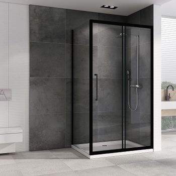 Душевой уголок Abber Schwarzer Diamant 180х80 AG30180BH-S80B профиль Черный стекло прозрачное — фото 1, Квадратные душевые уголки