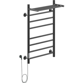 Электрический полотенцесушитель Ника WAY-2 80/50 с полкой Черный матовый — фото 1, Электрические полотенцесушители