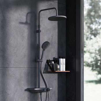 Душевая система Damixa Apollo 947760300 с термостатом Черная матовая — фото 2, Душевые стойки