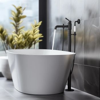 Смеситель для ванны Aquatek Классик AQ1545MB Черный матовый — фото 5, Смесители напольные