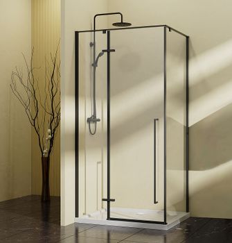 Душевой уголок Vincea Slim-N 100x100 VSR-5SN1010CLB профиль Черный стекло прозрачное — фото 1, Квадратные душевые уголки