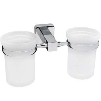 Стакан для зубных щеток WasserKRAFT Lippe K-6528D двойной Хром — фото 1, Стаканы для зубных щеток