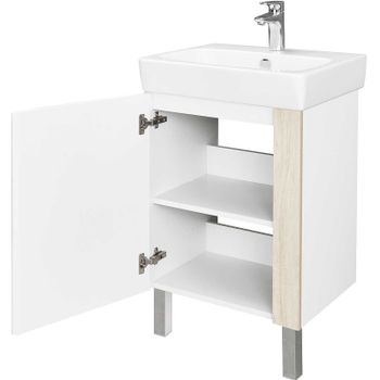 Тумба под раковину Aquaton Кантри 55 1A257601AHB20 Белая глянцевая Дуб верона — фото 2, Тумбы под раковину