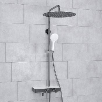 Душевая система WasserKRAFT A113.117.155.CH Thermo с термостатом Хром Белая — фото 6, Душевые стойки