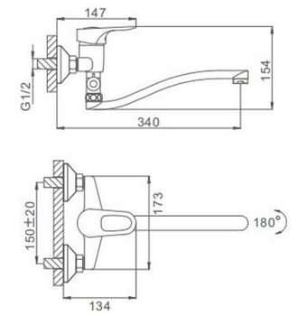 Смеситель для ванны Frap H28 F2128-B универсальный Хром — фото 3, Смеситель для ванны