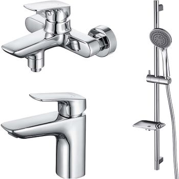 Комплект смесителей Aquatek Вега AQ1030CR Хром — фото 1, Готовые комплекты для ванной комнаты