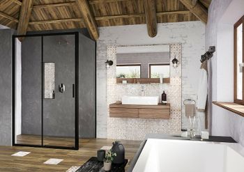 Душевая стенка Ravak Blix Slim BLSPS-80 X9BM40300Z1 профиль Черный стекло Transparent — фото 3, Боковые стенки