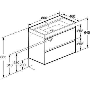 Тумба под раковину Roca Ona 80 A857630511 подвесная Темный вяз — фото 9, Тумбы под раковину