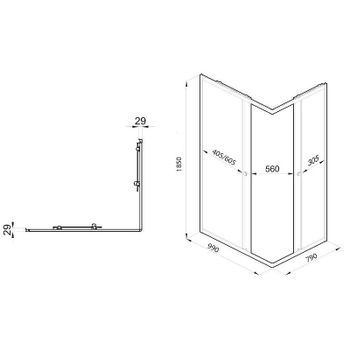 Душевой уголок Triton Вента-Хром 100х80 Щ0000057860 профиль Хром стекло прозрачное — фото 11, Прямоугольные душевые уголки