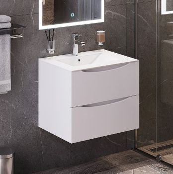 Тумба с раковиной Bond Cube 60 T01605-S05W подвесная Белая матовая — фото 3, Тумбы с раковиной