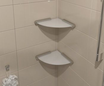 Стеклянная полка Altasan Лотос ЛТ71Х угловая Хром — фото 2, Полки для ванной и душа