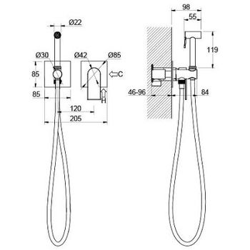 Гигиенический душ со смесителем Aquatek Лира AQ1420MB Черный матовый — фото 4, Гигиенические души