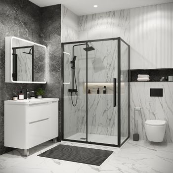 Товар: Душевой уголок Grossman Cosmo 110х90 120.K33.02.1190.21.00 профиль Черный матовый стекло прозрачное - фото 1 Душевой уголок Grossman Cosmo 110х90 120.K33.02.1190.21.00 профиль Черный матовый стекло прозрачное — фото 1, Прямоугольные душевые уголки