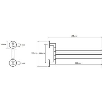 Полотенцедержатель Bemeta Omega 104204112 поворотный Хром — фото 2, Полотенцедержатели
