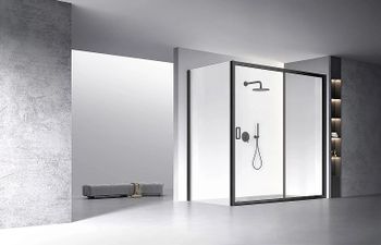 Душевая стенка Veconi Rovigo KP-13 80 KP13B-80-01-C5 профиль Черный стекло прозрачное — фото 3, Боковые стенки