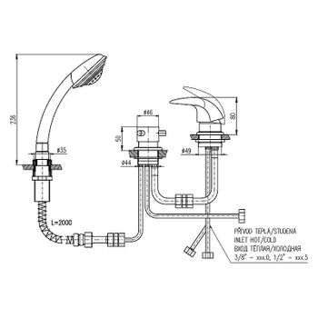 Смеситель на борт ванны Rav Slezak Dunaj D475.5PZ Золото — фото 2, Смесители на борт ванны