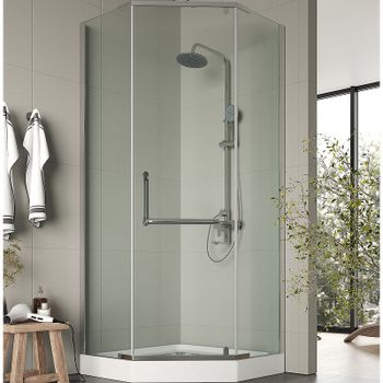 Душевой уголок Agger 90x90 A03-090TCR профиль Хром стекло прозрачное — фото 1, Душевые уголки трапеция