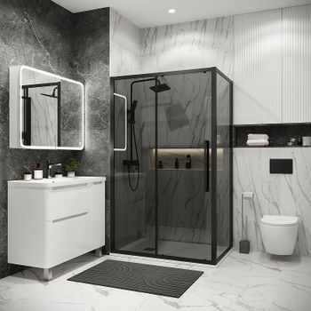 Душевой уголок Grossman Cosmo 110х90 120.K33.02.1190.21.10 профиль Черный матовый стекло тонированное — фото 1, Прямоугольные душевые уголки