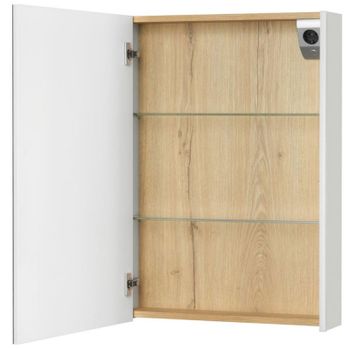 Зеркальный шкаф Roca Up 60 ZRU9303015 L с подсветкой Белый глянец — фото 2, Зеркальные шкафы в ванную