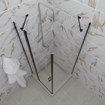 Душевой уголок Triton Йота-Блэк 90х90 Щ0000054032 профиль Черный стекло прозрачное — фото 5, Квадратные душевые уголки