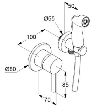 Гигиенический душ со смесителем Kludi Bozz 389990576 Хром — фото 4, Гигиенические души