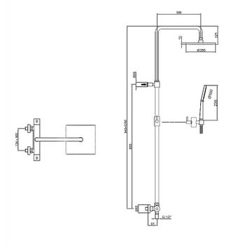 Душевая система Webert Elio EL980515560METAL Черный матовый с верхним душем металл — фото 2, Душевые стойки