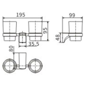 Стакан для зубных щеток CeramaLux Monelli 70003 двойной Черный матовый — фото 2, Стаканы для зубных щеток