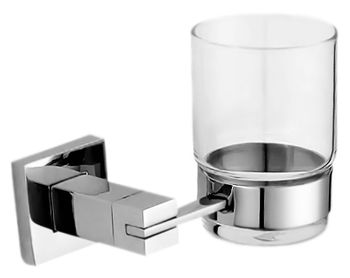 Стакан Nofer Barcelona 16913.B хром, глянцевый/прозрачное стекло — фото 1, Стаканы для зубных щеток