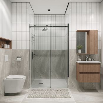 Душевая дверь Grossman Classic 100 100.K33.04.100.10.00 профиль Хром стекло прозрачное — фото 1, Раздвижные душевые двери