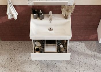 Тумба под раковину Roca Oleta 60 A857639501 подвесная Белая матовая — фото 11, Тумбы под раковину