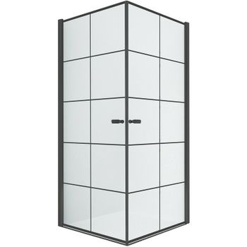 Душевой уголок New Trendy New Soleo Black 90х90 D-0285A/D-0285A профиль Черный стекло прозрачное — фото 1, Квадратные душевые уголки