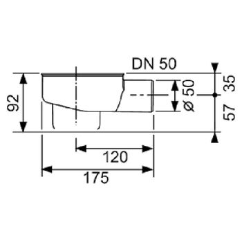Сифон Tece Drainline DN50 0,8 л/с 650001 горизонтальный без погружного стакана — фото 2, Сифоны для душевого лотка