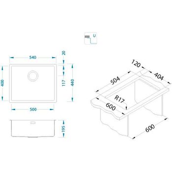 Кухонная мойка Alveus Kombino 50 Monarch Bronze SAT-90 540x440x195 U 1122674 Бронза — фото 7, Кухонные мойки