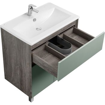 Тумба под раковину Aquaton Форест 75 1A278301FR9C0 Дуб рошелье Сумеречный голубой — фото 4, Тумбы под раковину