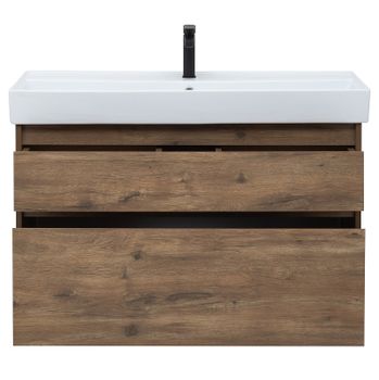 Тумба под раковину Aquanet Nova Lite Slim Synergy 100 249957 подвесная Дуб рустикальный — фото 4, Тумбы под раковину