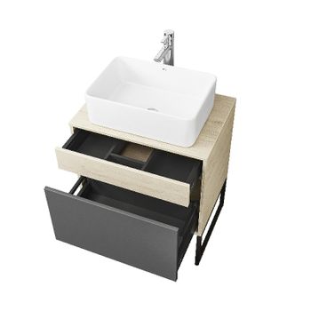 Тумба под раковину Aquaton Лофт Урбан 65 1A254001LQX60 подвесная Cерый графит Дуб орегон — фото 7, Тумбы под раковину