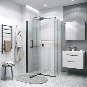 Душевая стенка Grossman Pragma 80 200.K33.03.80.21.02 профиль Черный матовый стекло шиншилла — фото 3, Боковые стенки