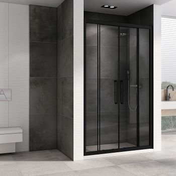 Душевая дверь Abber Schwarzer Diamant 170 AG33170BH профиль Черный стекло прозрачное — фото 2, Раздвижные душевые двери