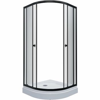 Душевой уголок Triton Альфа-Блэк 100х100 Щ0000054222 профиль Черный стекло прозрачное — фото 1, Душевые уголки четверть круга