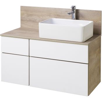 Тумба под раковину Aquaton Мишель 100 1A244101MIX40 подвесная Дуб эндгрейн Белая — фото 1, Тумбы под раковину