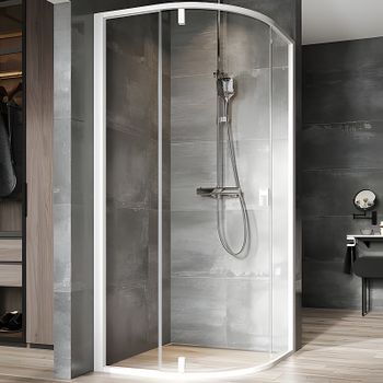 Душевой уголок Ravak Nexty NSKK3-100 100x100 3O6AA101Z1 профиль Белый стекло Transparent — фото 1, Душевые уголки четверть круга