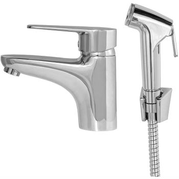 Смеситель для раковины Orange Otto M22-022cr с гигиеническим душем Хром — фото 1, Смесители для раковины